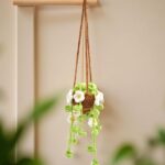 Myrtilus Handmade Crochet Hanging Basket – White Flowers or Strawberry Plant