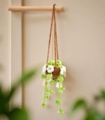 Myrtilus Handmade Crochet Hanging Basket – White Flowers or Strawberry Plant