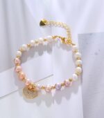 Myrtilus Iridescent Pearl Heart Charm Bracelet – 18K Gold-Plated Jewelry for Women