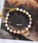 Myrtilus Iridescent Pearl Heart Charm Bracelet – 18K Gold-Plated Jewelry for Women