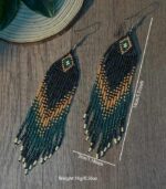 Myrtilus Lampwork Drop Earrings-Desert Chevron & Twilight