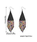 Myrtilus Lampwork Drop Earrings-Midnight Carnival & Multicolor Tassel