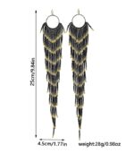 Myrtilus Lampwork Drop Earrings-Midnight Chevron & Golden
