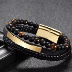 Myrtilus Men’s Agate Leather Bracelet - Handmade with Beads