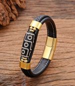 Myrtilus Men’s Ethnic Leather Bracelet – Braided & Beaded Design