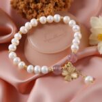 Myrtilus Pearl & Quartz Clover Bracelet – Handmade Lucky Charm Jewelry