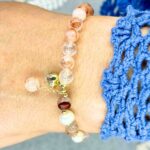 Myrtilus Red Gum Flower Beaded Bracelet – Handmade Crystal Charm Jewelry