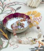 Myrtilus Red Gum Flower Beaded Bracelet – Handmade Crystal Charm Jewelry