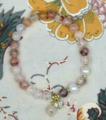 Myrtilus Red Gum Flower Beaded Bracelet – Handmade Crystal Charm Jewelry