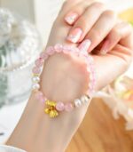 Myrtilus Rose Quartz & Pearl Bracelet – Handmade Healing Jewelry