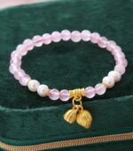 Myrtilus Rose Quartz & Pearl Bracelet – Handmade Healing Jewelry