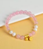 Myrtilus Rose Quartz & Pearl Bracelet – Handmade Healing Jewelry