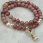 Myrtilus Rose Quartz & Rhodonite Butterfly Bracelet – Handmade with Freshwater Pearls