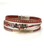 Myrtilus Adjustable Leather Wrap Bracelet – Black & Brown Layered Design