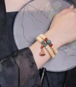 Myrtilus White Jade Bodhi Root Beaded Bracelet