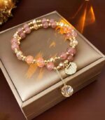 Myrtilus Women’s Pink Crystal Beaded Bracelet – Handmade with Crystals