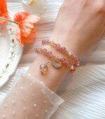 Myrtilus Women’s Pink Crystal Beaded Bracelet – Handmade with Crystals