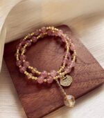 Myrtilus Women’s Pink Crystal Beaded Bracelet – Handmade with Crystals