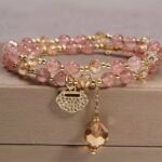 Myrtilus Women’s Pink Crystal Beaded Bracelet – Handmade with Crystals