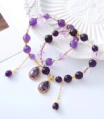 Myrtilus Women’s Purple Crystal Beaded Bracelet