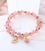 Myrtilus Women’s Strawberry Crystal Bracelet – Handmade with Double Beads