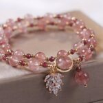 Myrtilus Women’s Strawberry Crystal Bracelet – Handmade with Double Beads