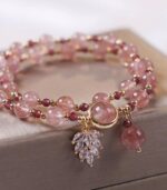 Myrtilus Women’s Strawberry Crystal Bracelet – Handmade with Double Beads
