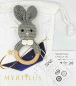 Crochet Ring Rattle Teether – 100% Cotton & Beech Wood Baby Sensory Toy