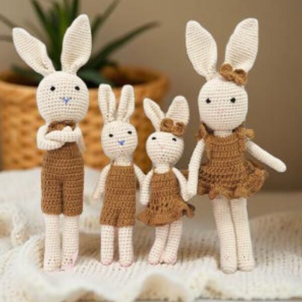 Myrtilus Crochet Bunny Family Set – Handmade in Cotton