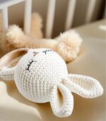Myrtilus Crochet Bunny Rattle Teether – Handmade in Cotton