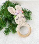 Myrtilus Crochet Bunny Teether – Handmade in Cotton