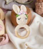 Myrtilus Crochet Bunny Teether – Handmade in Cotton