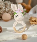 Myrtilus Crochet Bunny Teether – Handmade in Cotton