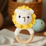 Myrtilus Crochet Lion Teether – Handmade in Cotton