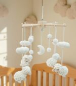 Handmade Crochet Sheep & Moon Baby Mobile by Myrtilus