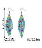 Myrtilus Lampwork Drop Earrings – Colorful Floral Tassel & Beaded