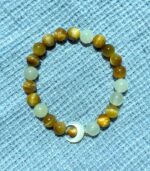 Myrtilus Tiger Eye & Citrine Natural Stone Bracelet – Handmade with Beads