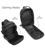 The OZUKO 9565 is a tactical-style EDC sling bag with a waterproof hard shell, organized storage, and tripod holder—built for travel, business, and creative use on the go.